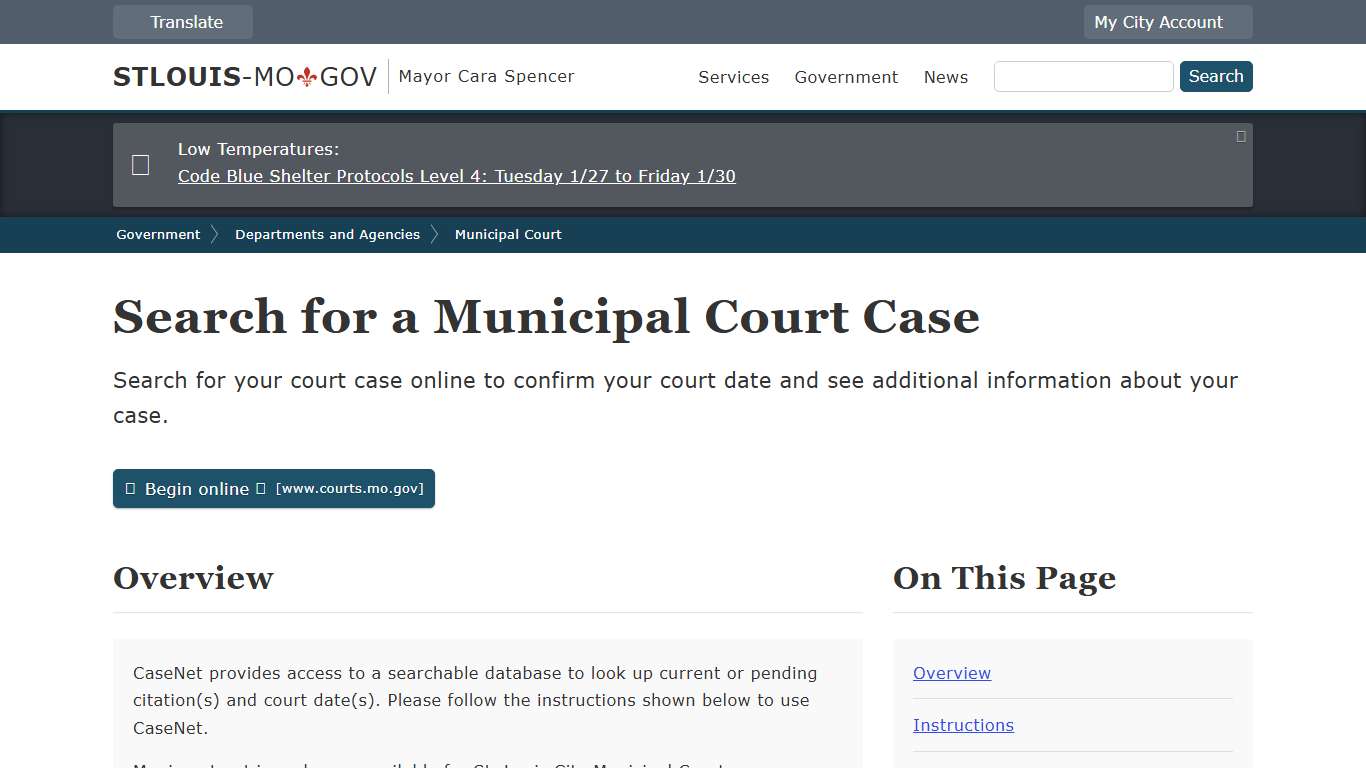 Search for a Municipal Court Case